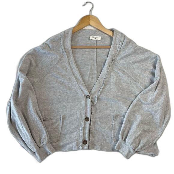Zenana Women's 1X Grey Long Sleeve Cardigan Button Up Sweater - Picture 1 of 5